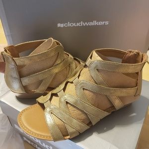 Gina Gold Cloudwalkers Flat gladiator sandals